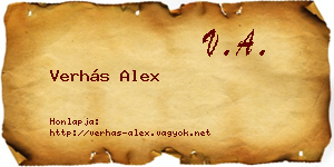 Verhás Alex névjegykártya